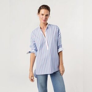 Ann Mashburn Striped Blue and Pink Women's Top